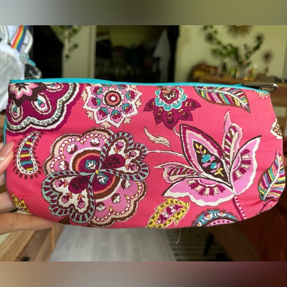 Vera Bradley Pink and Turquoise Wristlet Clutch - Picture 3 of 9